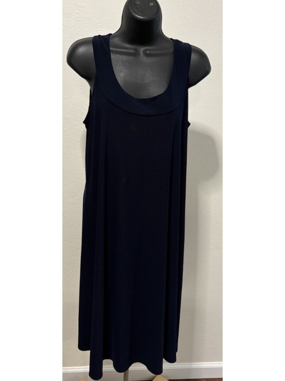 Ellen Parker Womens Size XL Summer Dress Navy Sleeveless Stretch